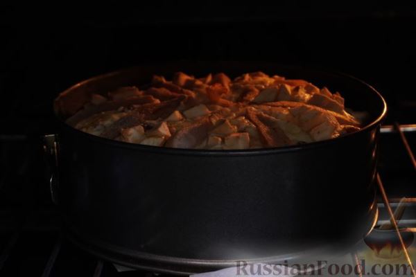 Творожный пирог с яблоками, грушами и изюмом